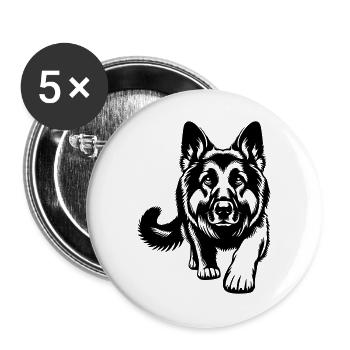 Deutscher schäferhund - Buttons groß 56 mm (5er Pack) - Weiß - Vorne