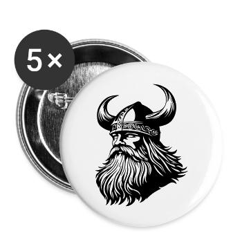 Viking Warrior Odin - Buttons large 2.2''/56 mm (5-pack) - white - Front