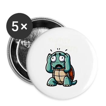 Turtely Gestresst - Lustiges Schildkröten Design - Buttons groß 56 mm (5er Pack) - Weiß - Vorne
