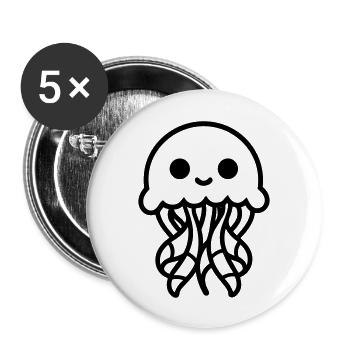 Qualle - Buttons groß 56 mm (5er Pack) - Weiß - Vorne