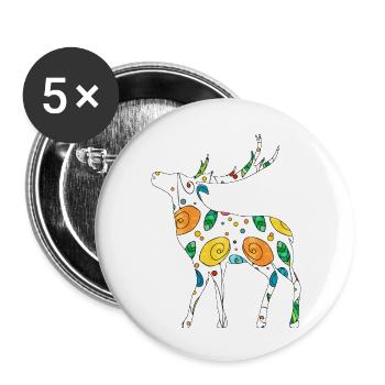 Hirsch - Buttons groß 56 mm (5er Pack) - Weiß - Vorne