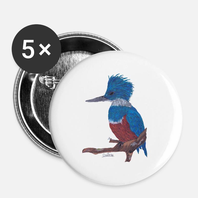 A charismatic kingfisher. - Buttons large 2.2''/56 mm (5-pack) - white