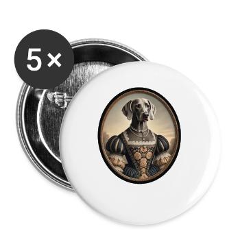 Porträt von Weimaraner Hund Lou - Buttons groß 56 mm (5er Pack) - Weiß - Vorne