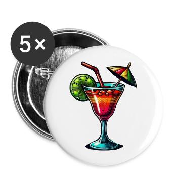Cocktail - Buttons groß 56 mm (5er Pack) - Weiß - Vorne