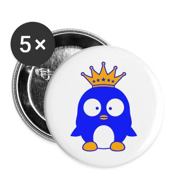 Couronne Pingouin Roi Reine Prince Princesse Petit - Lot de 5 grands badges (56 mm) - blanc - Devant