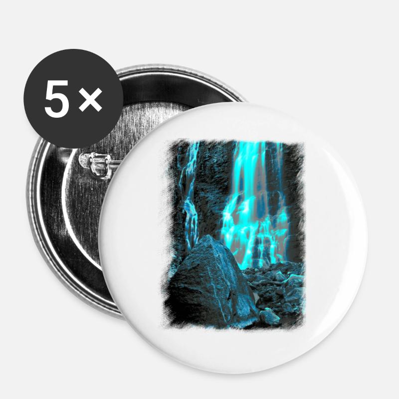 Cascade Rocheuse - Lot de 5 grands badges (56 mm) - blanc