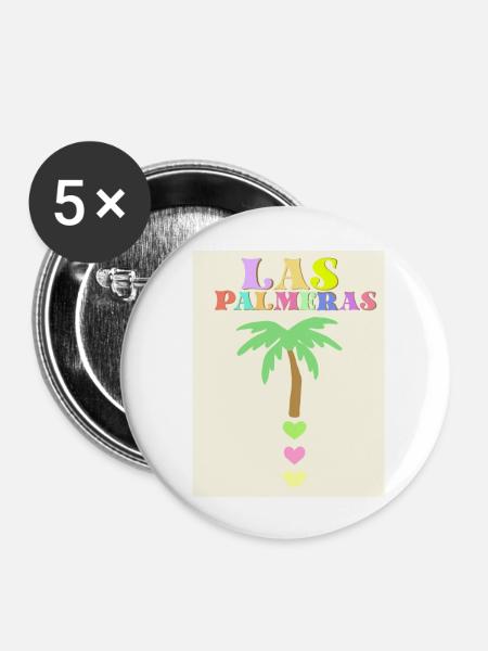 Pastellfarbene Palme - Buttons groß 56 mm (5er Pack) - Weiß