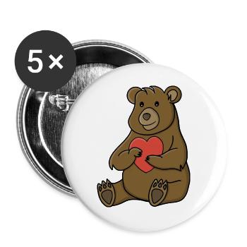 Bear in love - Buttons large 2.2''/56 mm (5-pack) - white - Front