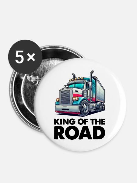 lastwagen king - Buttons groß 56 mm (5er Pack) - Weiß
