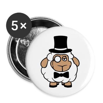 Sheep Mr. Gentleman Top Hat Monocle Glasses - Buttons large 2.2''/56 mm (5-pack) - white - Front