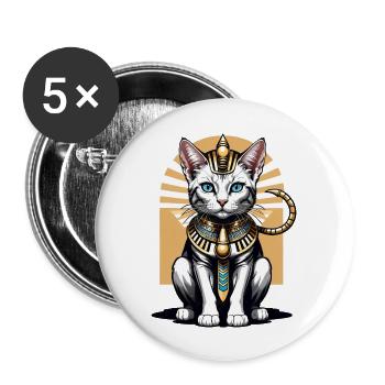 Chat Pharaon Chat Égypte Pyramide Cadeau - Lot de 5 grands badges (56 mm) - blanc - Devant
