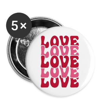 Amour amour amour amour - Lot de 5 grands badges (56 mm) - blanc - Devant