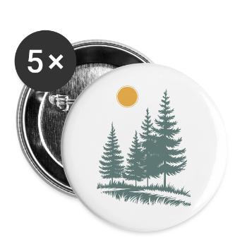 Silhouette de pin ensoleillé - Lot de 5 grands badges (56 mm) - blanc - Devant