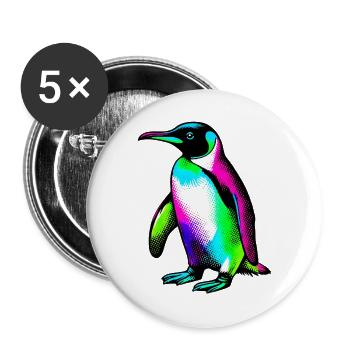 Pingouin - Lot de 5 grands badges (56 mm) - blanc - Devant