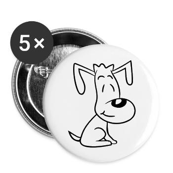 chien assis mignon petit chiot heureux animal de compagnie - Lot de 5 grands badges (56 mm) - blanc - Devant