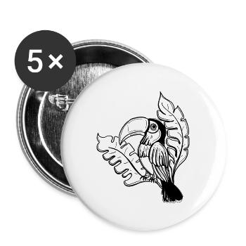 Toucan with leaves - Buttons large 2.2''/56 mm (5-pack) - white - Front