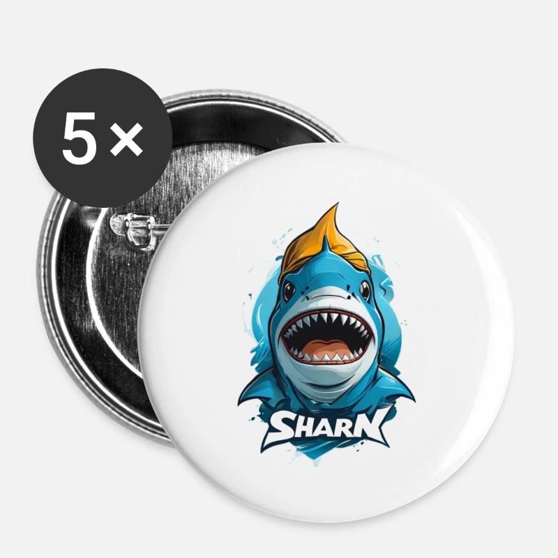 Hai - Buttons groß 56 mm (5er Pack) - Weiß