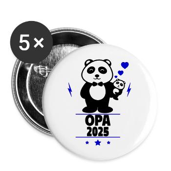 Opa 2025 ,Anzeige Schwangerschaft Opa - Buttons groß 56 mm (5er Pack) - Weiß - Vorne