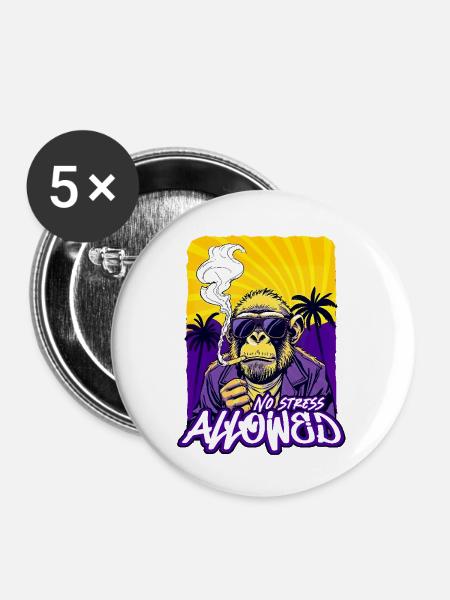 No Stress Allowed – EnrolDesign - Buttons groß 56 mm (5er Pack) - Weiß
