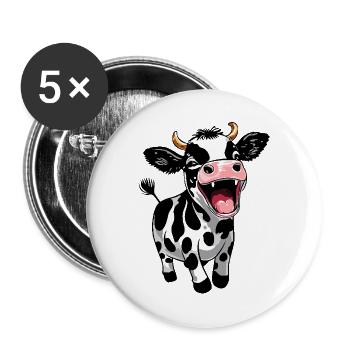 Cute Calf Calf Funny Farm Design - Buttons large 2.2''/56 mm (5-pack) - white - Front