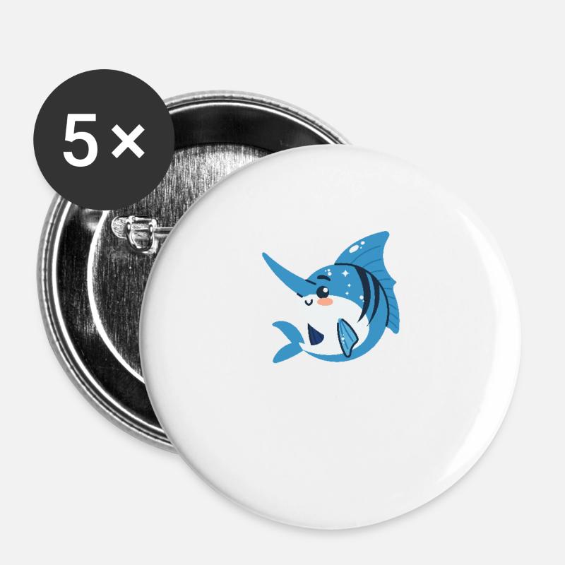 Swordfish on the move - Buttons large 2.2''/56 mm (5-pack) - white