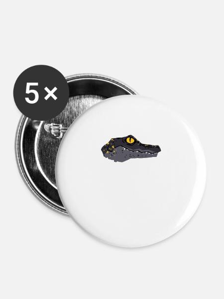 Mächtiger Kaiman - Buttons groß 56 mm (5er Pack) - Weiß