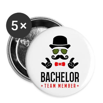 bachelor team member - Buttons groß 56 mm (5er Pack) - Weiß - Vorne