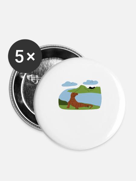 Majestätischer Komodowaran - Buttons groß 56 mm (5er Pack) - Weiß