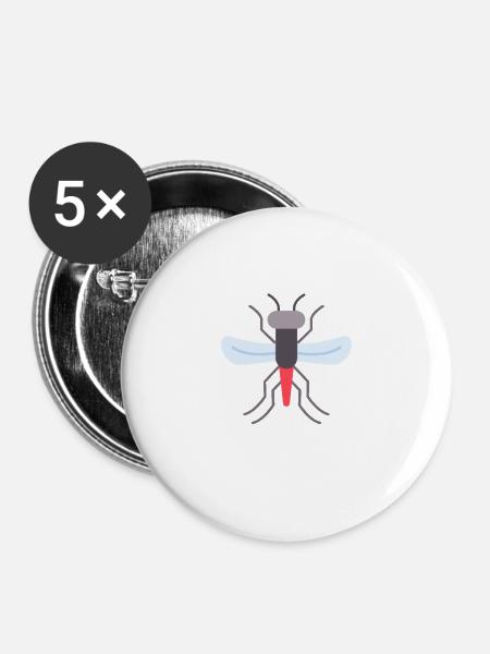 Intrigierende Mücken - Buttons groß 56 mm (5er Pack) - Weiß