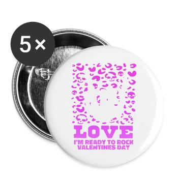 xoxo love you amore Flowers Women Valentine day 14 - Buttons large 2.2''/56 mm (5-pack) - white - Front