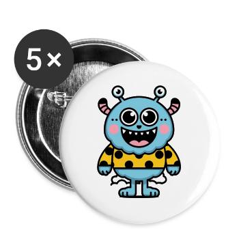 Friendly Monster blue - Buttons large 2.2''/56 mm (5-pack) - white - Front