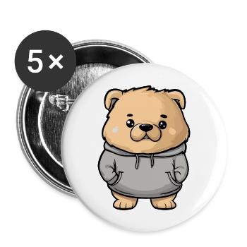 Chow Chow Hund Lustig - Buttons groß 56 mm (5er Pack) - Weiß - Vorne