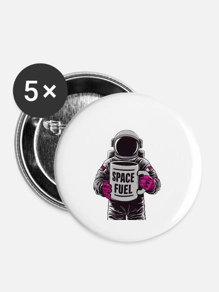 Space Fuel - Buttons groß 56 mm (5er Pack) - Weiß