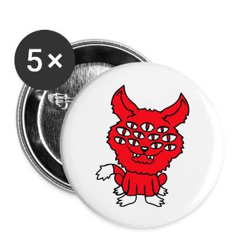 Chat Démon Beaucoup d’yeux Diable Enfer Monstre maléfique - Lot de 5 grands badges (56 mm) - blanc - Devant