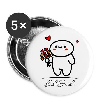 lieb Dich ... - Buttons groß 56 mm (5er Pack) - Weiß - Vorne