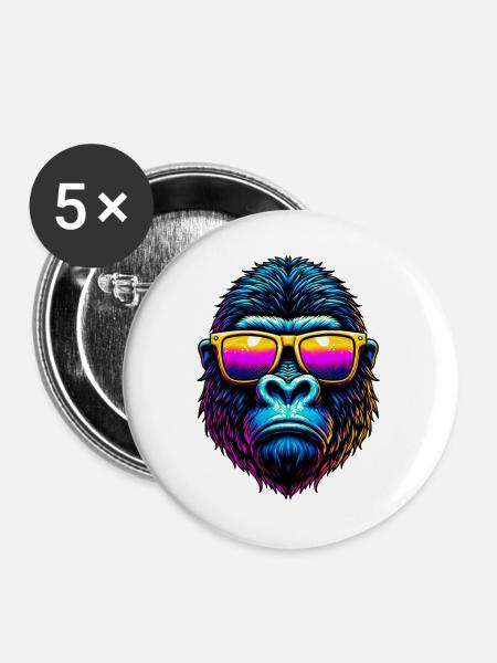 Gorilla - Buttons groß 56 mm (5er Pack) - Weiß