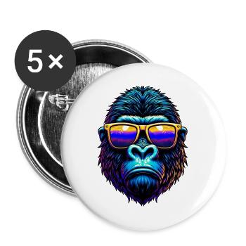 Gorille - Lot de 5 grands badges (56 mm) - blanc - Devant