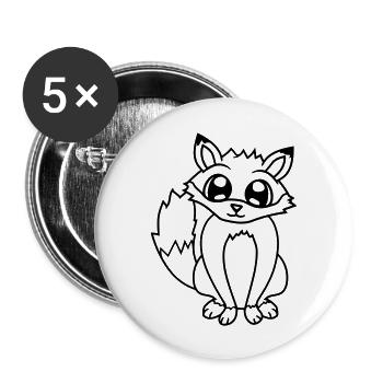 Fox Red Fox Wild Animal Clever Forest Inhabitants - Buttons large 2.2''/56 mm (5-pack) - white - Front