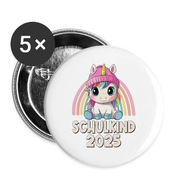 School Child 2025 Unicorn Enrollment School Student - Buttons large 2.2''/56 mm (5-pack) - white - Front