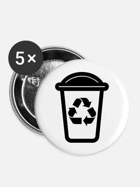 Mülltonne - Buttons groß 56 mm (5er Pack) - Weiß