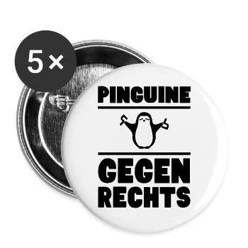 Pinguine gegen rechts / schwarz - Buttons groß 56 mm (5er Pack) - Weiß - Vorne