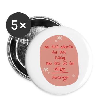 Frühling Merz - Buttons groß 56 mm (5er Pack) - Weiß - Vorne