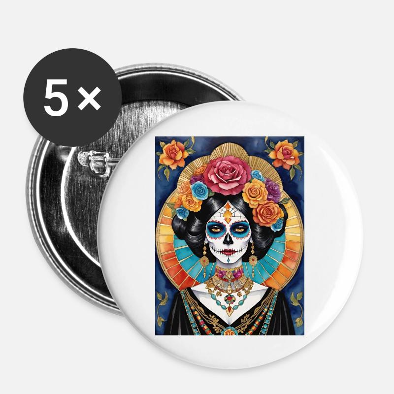 LA CATRINA DELUXE - Buttons large 2.2''/56 mm (5-pack) - white