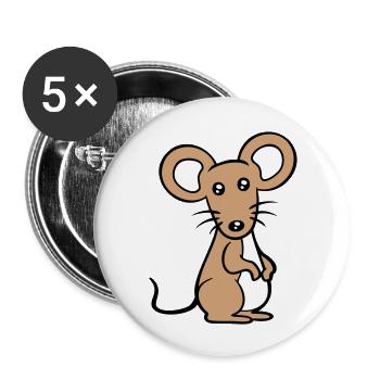 Maus Mäuschen Süße Kleine Ratte Nager Freundlich - Buttons groß 56 mm (5er Pack) - Weiß - Vorne
