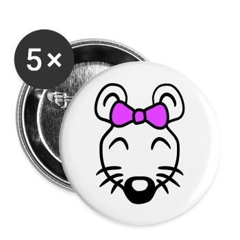 Maus Frau Hübsche Schleife Girl Kleine Ratte Süße - Buttons groß 56 mm (5er Pack) - Weiß - Vorne
