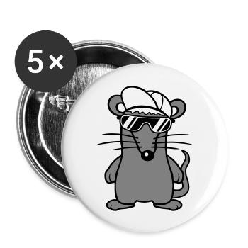 Mouse Sunglasses Cool Cappy Cap Hat Teens - Buttons large 2.2''/56 mm (5-pack) - white - Front