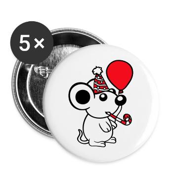 Mouse Birthday Party Birthday Party Party Hat - Buttons large 2.2''/56 mm (5-pack) - white - Front