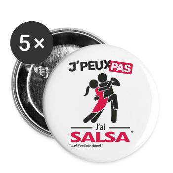 Je peux pas, j'ai salsa - Lot de 5 grands badges (56 mm) - blanc - Devant