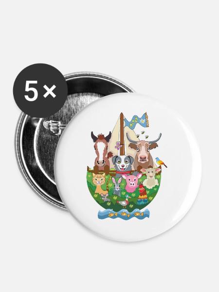 Noahs Arche - Buttons groß 56 mm (5er Pack) - Weiß