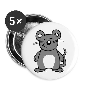 Maus Mäuschen Süße Kleine Ratte Nager Freundlich - Buttons groß 56 mm (5er Pack) - Weiß - Vorne